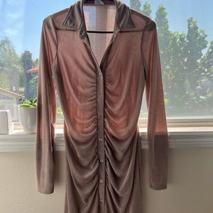 Beige collared mini dress. Size M. Worn 3 times.